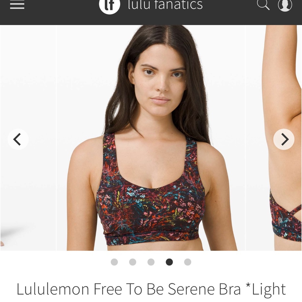 Lululemon free to be serene bra size 6 foliage overlay multi